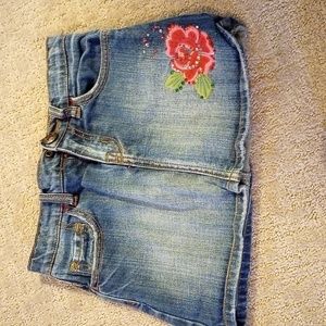 Blue jean skirt with built-in shorts